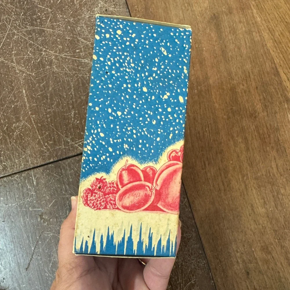 Vintage Kordite Freze Box One Quart‎ Vegetable Fruit Blue Red Decor